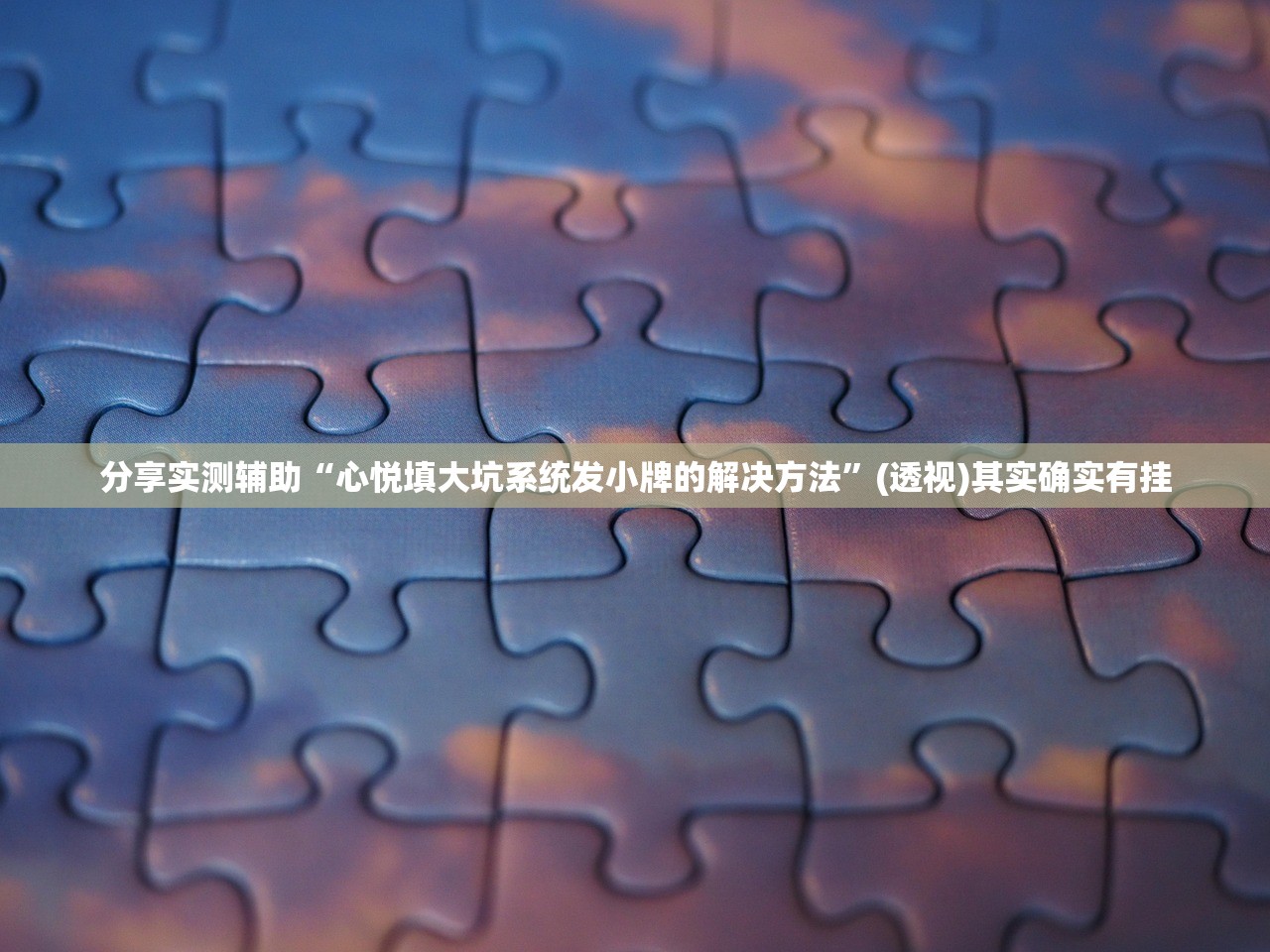 分享实测辅助“心悦填大坑系统发小牌的解决方法”(透视)其实确实有挂